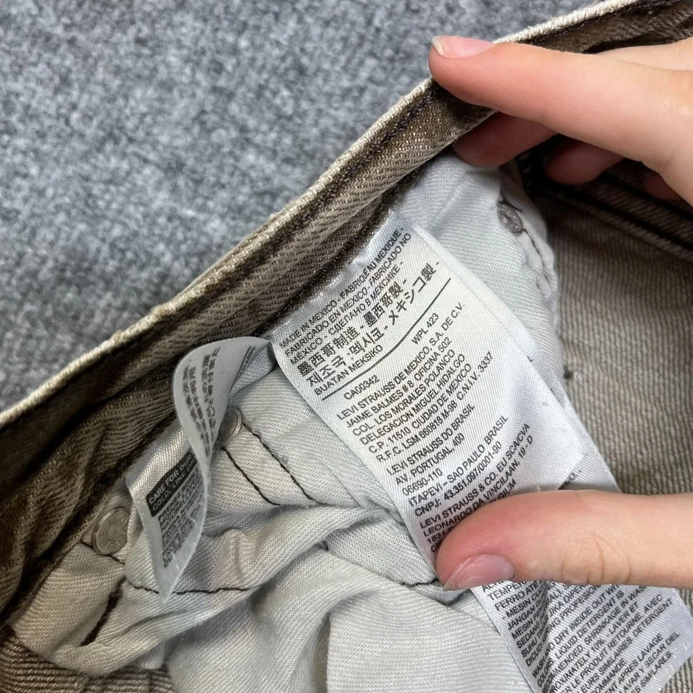 Levi's 501 Original Fit Straight Jeans Mens 34X29 Beige Denim Button Fly - Flaws